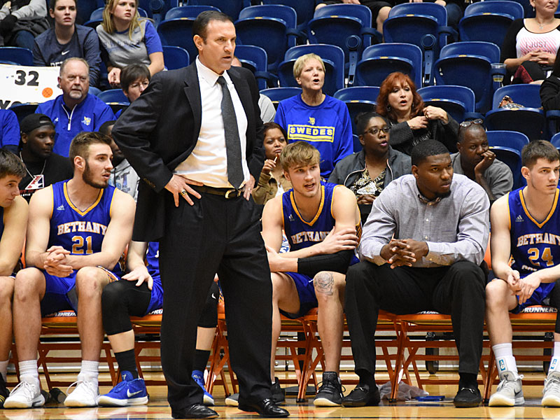 Bethany coach Dan O'Dowd (standing) and assistant coach Edrico McGregor (sitting right) both have ties to UTSA. - photo by Joe Alexander