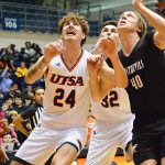UTSA freshman Jacob Germany on Wednesday, Oct. 30. 2019 at the UTSA Convocation Center. The Roadrunners beat Texas A&M International 89-60 in an exhibition game. - photo by Joe Alexander