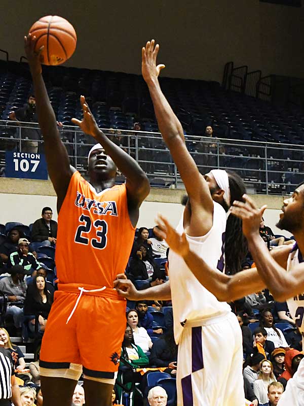 Atem Bior. UTSA beat Wiley College 90-68 on Friday in the Roadrunners' first home game of the 2019-20 men's basketball season. - photo by Joe Alexander