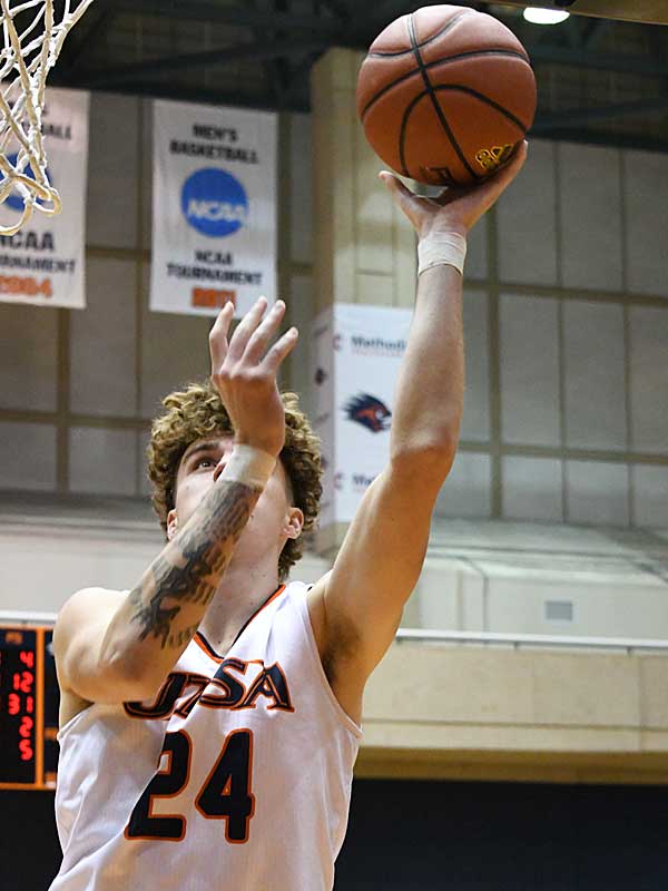 Freshman center Jacob Germany had 12 points and 4 rebounds off the bench for the Roadrunners. UTSA beat A&M-Corpus Christi 89-67 on Tuesday night at the UTSA Convocation Center. - photo by Joe Alexander