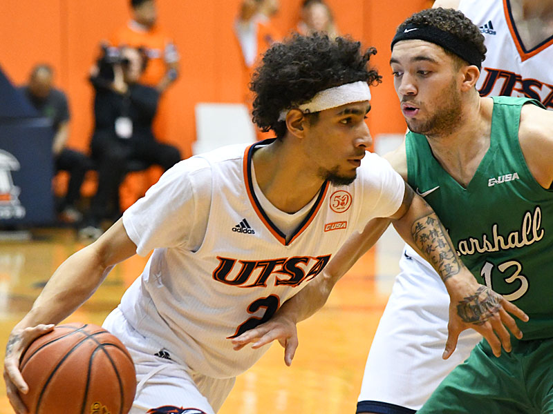 Jhivvan Jackson. UTSA lost to Marshall 82-77 Saturday in the Roadrunners' final home game of the season at the UTSA Convocation Center. - photo by Joe Alexander