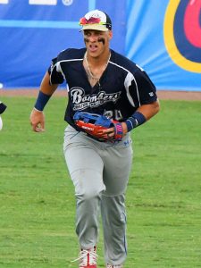 Brazos Valley left fielder Manny Garcia from Puerto Rico and Louisiana Tech homered, doubled and had five RBIs in Tuesday's 6-1 victory over the Flying Chanclas at Wolff Stadium. - photo by Joe Alexander