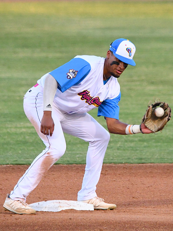 New Flying Chanclas de San Antonio infielder Jalen Battles started at second base against the Round Rock Hair Men on Friday, July 10, 2020, at Wolff Stadium. - photo by Joe Alexander