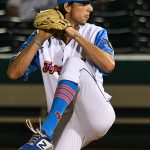 Connor Schmidt from St. Mary's and Devine High School pitched the seventh inning for the Flying Chanclas against Texas USA on Saturday night at Wolff Stadium. - photo by Joe Alexander