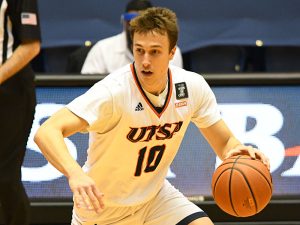 UTSA guard Erik Czumbel, playing against Sul Ross on Dec. 4, 2020, at the Convocation Center, started two of UTSA's first six games of the season and averages 7.2 points. - photo by Joe Alexander