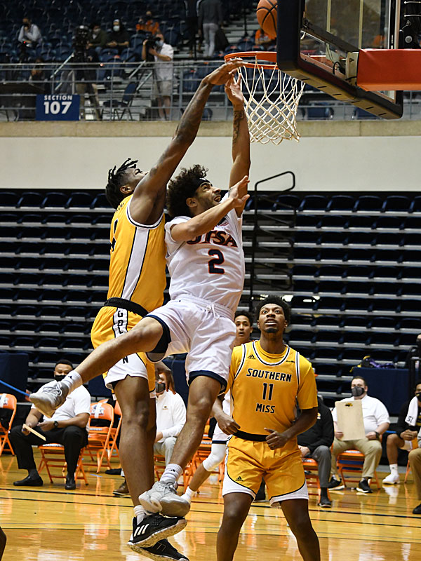 Jhivvan Jackson. UTSA beat Southern Miss 70-64 in Conference USA action at the Convocation Center on Friday, Jan. 22, 2021. - photo by Joe Alexander