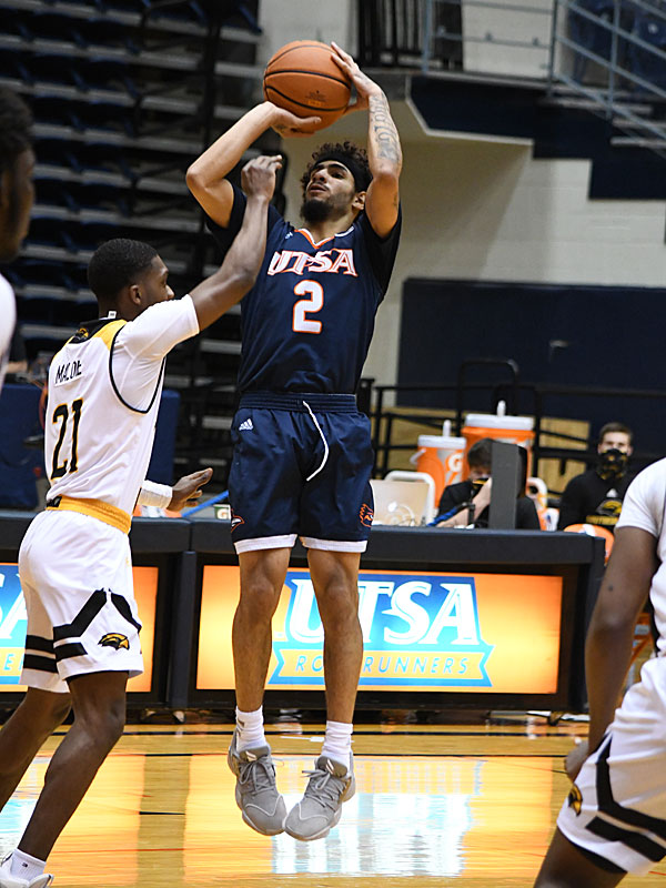 Jhivvan Jackson had 24 points, 6 assists, 4 rebounds and 3 steals as UTSA beat Southern Miss 78-72 in Conference USA action at the Convocation Center on Saturday, Jan. 23, 2021. - photo by Joe Alexander