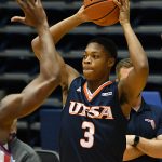 Jordan Ivy-Curry. UTSA beat Florida Atlantic 86-75 at the Convocation Center on Saturday, Feb. 13, 2021, in the second game of a Conference USA men's college basketball back-to-back. - photo by Joe Alexander