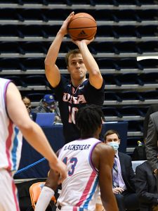 Erik Czumbel. UTSA beat Florida Atlantic 86-75 at the Convocation Center on Saturday, Feb. 13, 2021, in the second game of a Conference USA men's college basketball back-to-back. - photo by Joe Alexander