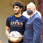 UTSA honored senior men's basketball players Jhivvan Jackson, Keaton Wallace and Phoenix Ford on Saturday, Feb. 27, 2021, in the Roadrunners' final scheduled home game of the 2020-21 season. - photo by Joe Alexander