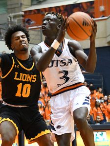 Dhieu Deing. The UTSA men's basketball team lost to A&M-Commerce 65-62 on a 3-pointer at the buzzer on Monday, Nov. 15, 2021, at the Convocation Center. - photo by Joe Alexander