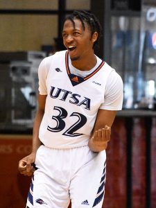 Isaiah Addo-Ankrah. UTSA men's basketball beat Rice 82-71 on Saturday, March 5, 2022, at the Convocation Center in the Roadrunners' final game of the regular season. The Conference USA Tournament starts Tuesday. - photo by Joe Alexander