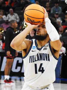 Villanova's Caleb Daniels puts up a shot. Villanova beat Houston 50-44 in the NCAA tournament South Region on Saturday, March 26, 2022, at the AT&T Center to clinch a spot in the Final Four. - photo by Joe Alexander