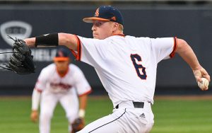 Ryan Beaird, a freshman from Reagan High School, pitched scoreless fifth and sixth innings to get the win in UTSA's 14-8 victory over Texas State on Tuesday, April 26, 2022, at Roadrunner Field. - photo by Joe Alexander