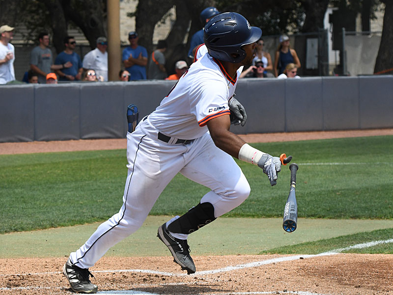 Ian Bailey's second-inning home run. UTSA beat UAB 12-2 on Saturday, May 21, 2022, at Roadrunner Field in the final game of the Conference USA baseball regular season. - photo by Joe Alexander