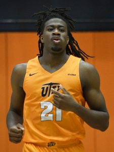 UTEP's Ze'Rik Onyema, who played at Jay High School in San Antonio, at the Miners' game against UTSA at the Convocation Center on Feb. 11, 2023. - Photo by Joe Alexander