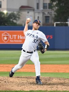 Simon Miller pitched the final two innings and got the save. UTSA beat Western Kentucky 3-2 in Conference USA baseball on Friday, March 31, 2023, at Roadrunner Field. - Photo by Joe Alexander