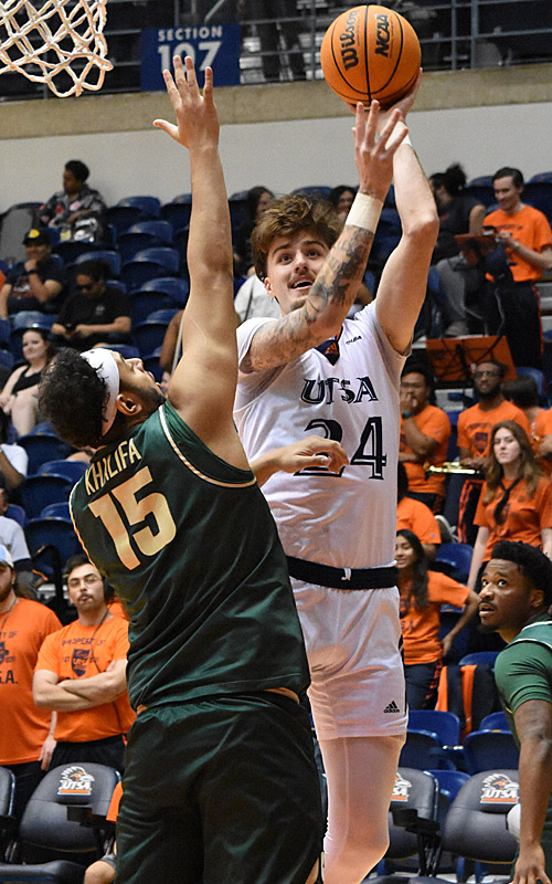 Jacob Germany. UTSA beat Charlotte 78-73 in Conference USA men's basketball on Thursday, March 2, 2023, in the final game of the regular season at the Convocation Center. - Photo by Joe Alexander
