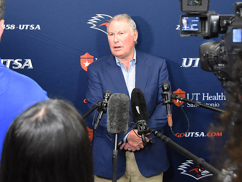 The UTSA Roadrunners will start play in the American Athletic Conference in all sports starting in the 2023-24 season. AAC commmissioner Mike Aresco addressed the San Antonio nedia Wednesday at the Alamodome. - Photo by Joe Alexander