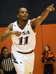 Isaiah Wyatt. UTSA lost to 23rd-ranked Florida Atlantic 112-103 in overtime in American Athletic Conference men's basketball on Sunday, Jan. 21, 2024, at the Convocation Center. - Photo by Joe Alexander