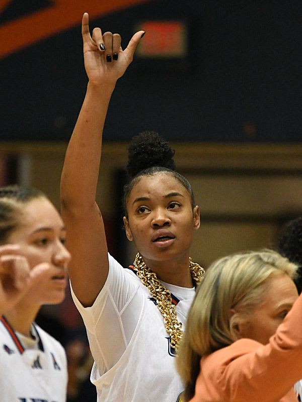 Elyssa Coleman had 32 points, 19 rebounds and 3 blocks as UTSA earned its first American Conference women's basketball win, beating Wichita State 74-60 at the Convocation Center. - Photo by Joe Alexander