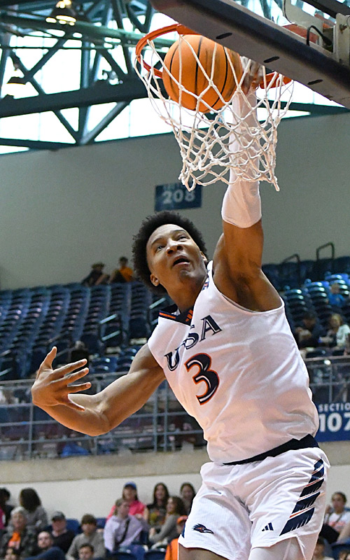 Trey Edmonds. Rice beat UTSA 80-76 in American Athletic Conference men's basketball on Saturday, Feb. 3, 2024, at the Convocation Center. - Photo by Joe Alexander