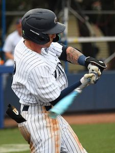 Mason Lytle leads off the bottom of the first inning with a double. UTSA played Wichita State in the second game of an American Athletic Conference doubleheader on Saturday, May 4, 2024, at Roadrunner-Field. - Photo by Joe Alexander