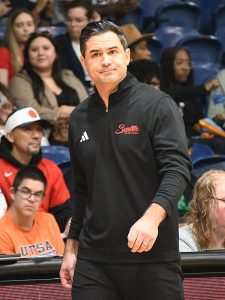Seattle coach Chris Victor. Seattle beat UTSA 71-68 in non-conference men's basketball on Monday, Dec. 22, 2025, at the Convocation Center. - Photo by Joe Alexander