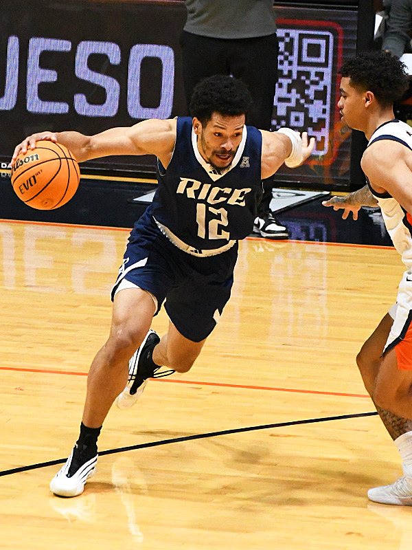 Rice Trae Broadnax. Rice beat UTSA 89-73 in American Conference men's basketball on Wednesday, Jan. 14, 2026, at the Convocation Center. - Photo by Joe Alexander