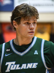 Tulane's Rowan Brumbaugh. Tulane beat UTSA 85-52 in American Conference men's basketball on Saturday, Jan. 10, 2026, at the Convocation Center. - Photo by Joe Alexander