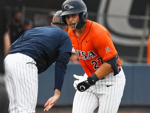 Andrew Stucky. UTSA baseball beat Dallas Baptist 12-8 on Friday, Feb. 20, 2026, at Roadrunner Field. - Photo by Joe Alexander