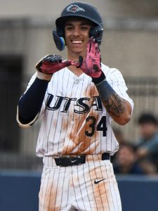 Caden Miller had three hits on Friday. UTSA beat South Dakota State 17-4 in the Roadrunners' 2026 baseball season opener on Friday, Feb. 13, at Roadrunner Field. - Photo by Joe Alexander