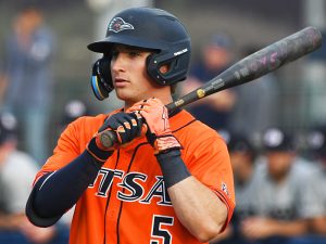 Diego Diaz. UTSA baseball beat Dallas Baptist 12-8 on Friday, Feb. 20, 2026, at Roadrunner Field. - Photo by Joe Alexander