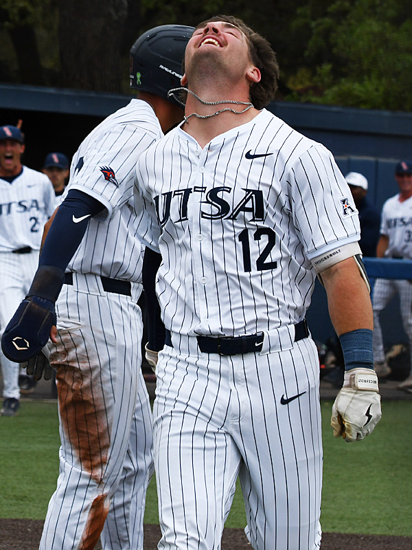 Drew Detlefsen had a hit and scored a run in the Roadrunners' five-run first inning. UTSA beat East Carolina 6-1 in American Conference baseball on Saturday, March 28, 2026, at Roadrunner Field. - Photo by Joe Alexander