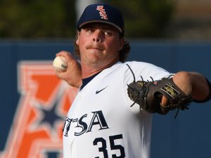Gunnar Brown. East Carolina beat UTSA 3-0 in American Conference baseball on Friday, March 27, 2026, at Roadrunner Field. - Photo by Joe Alexander