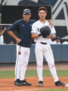Pat Hallmark, Aidan Eshelman. UTSA baseball beat Incarnate Word 22-10 on Tuesday, April 28, 2026, at Roadrunner Field. - Photo by Joe Alexander