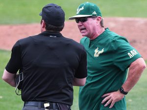 South Florida coach Mitch Hannahs. UTSA beat South Florida 7-3 on Saturday in the first game of an American Conference baseball doubleheader at Roadrunner Field. - Photo by Joe Alexander