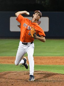 Sam Simmons. UTSA baseball beat UAB 19-9 in 7 innings on Friday night, May 15, 2026, at Roadrunner Field to clinch the American Conference regular-season title. - Photo by Joe Alexander
