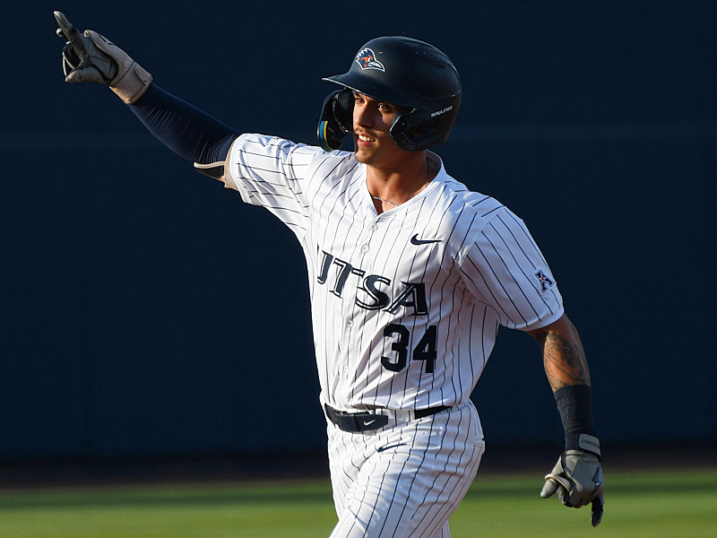 Caden Miller's first home run. UAB beat UTSA 7-6 in American Conference baseball on Thursday, May 14, 2026, at Roadrunner Field. - Photo by Joe Alexander