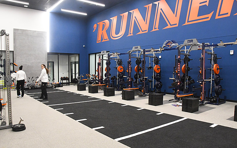 Inside the new facility at UTSA for the grand opening of the UTSA Basketball and Volleyball Training Center. - Photo by Joe Alexander
