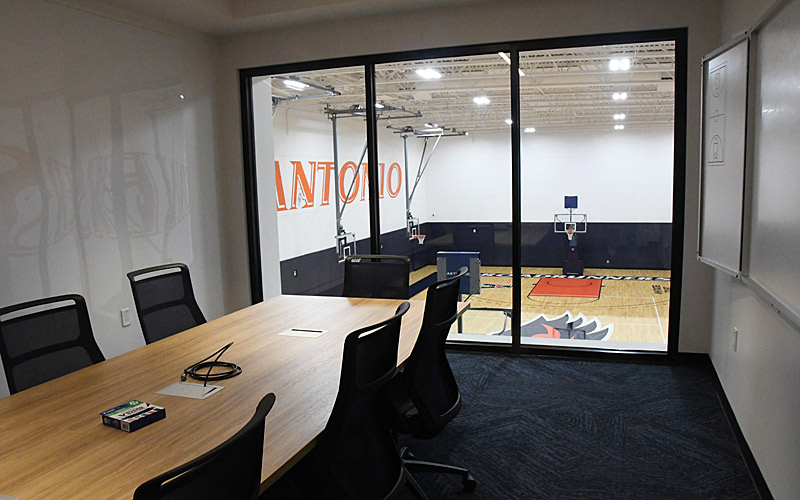 Inside the new facility at UTSA for the grand opening of the UTSA Basketball and Volleyball Training Center. - Photo by Joe Alexander